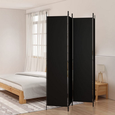 Berkfield 4-Panel Room Divider Black 200x220 cm Fabric | DIY at B&Q