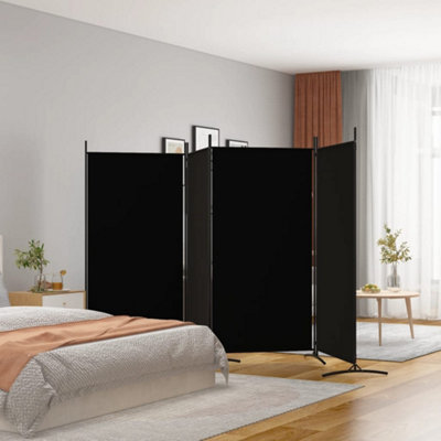 Berkfield 4-panel Room Divider Black 346x180 Cm Fabric 