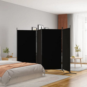 Berkfield 4-Panel Room Divider Black 346x180 cm Fabric