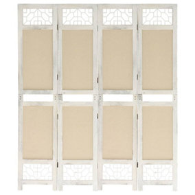 Berkfield 4-Panel Room Divider Cream 140x165 cm Fabric