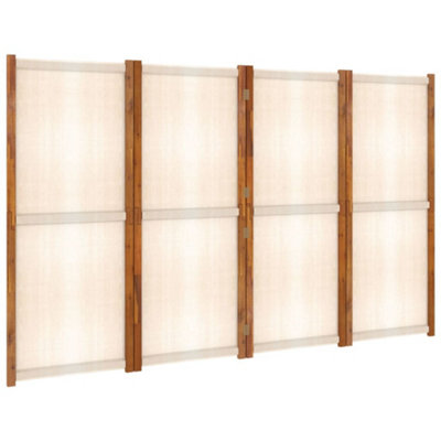 Berkfield 4-Panel Room Divider Cream White 280x180 cm