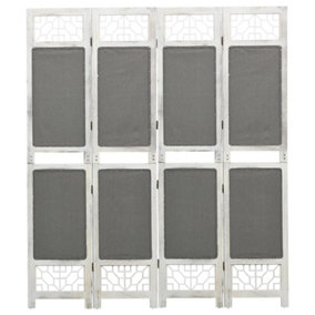 Berkfield 4-Panel Room Divider Grey 140x165 cm Fabric