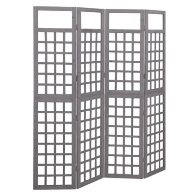 Berkfield 4-Panel Room Divider/Trellis Solid Fir Wood Grey 161x180 cm