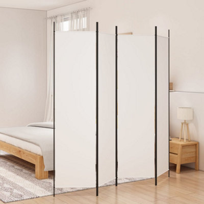 Berkfield 4-Panel Room Divider White 200x200 cm Fabric | DIY at B&Q