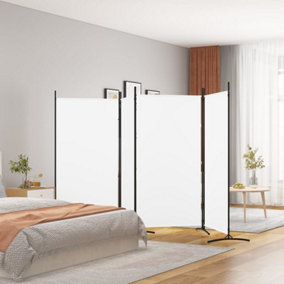 Berkfield 4-Panel Room Divider White 346x180 cm Fabric
