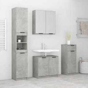 Berkfield 4 Piece Bathroom Cabinet Set Concrete Grey Engineered Wood