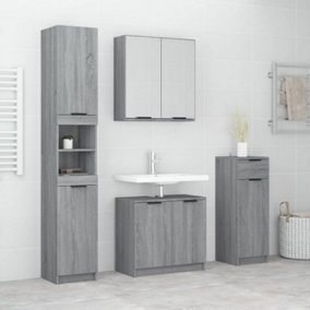 Berkfield 4 Piece Bathroom Cabinet Set Grey Sonoma Engineered Wood