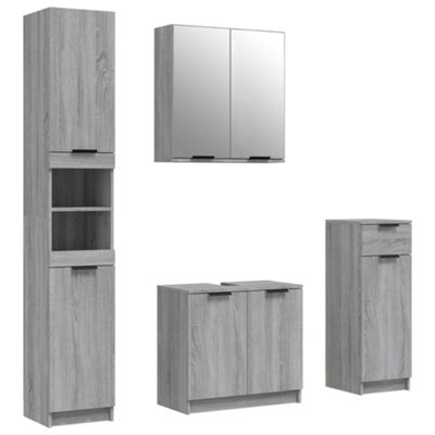 Berkfield 4 Piece Bathroom Cabinet Set Grey Sonoma Engineered Wood