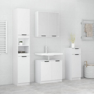 Berkfield 4 Piece Bathroom Cabinet Set White Engineered Wood
