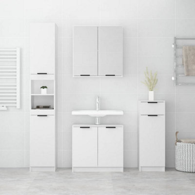 Berkfield 4 Piece Bathroom Cabinet Set White Engineered Wood