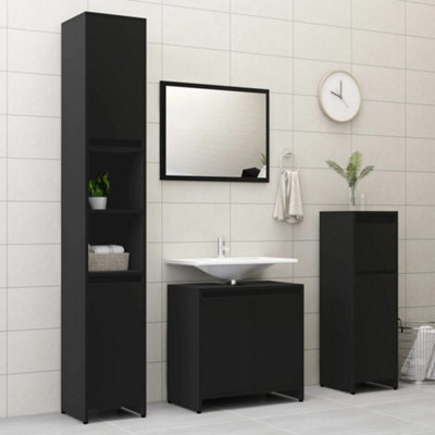 Berkfield 4 Piece Bathroom Furniture Set Black Engineered Wood Price Comparisons | Compare The Build