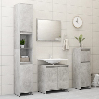 Berkfield 4 Piece Bathroom Furniture Set Concrete Grey Engineered Wood Price Comparisons | Compare The Build