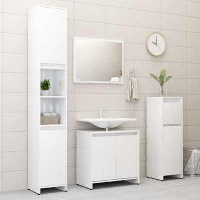 Berkfield 4 Piece Bathroom Furniture Set High Gloss White Engineered Wood Price Comparisons | Compare The Build