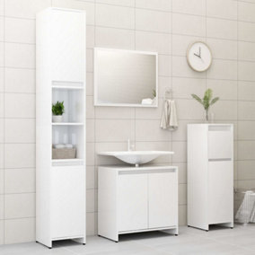 Berkfield 4 Piece Bathroom Furniture Set High Gloss White Engineered Wood