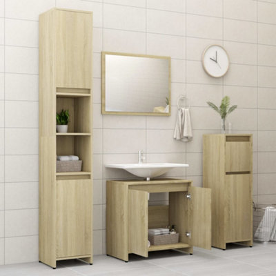 Berkfield 4 Piece Bathroom Furniture Set Sonoma Oak Engineered Wood Price Comparisons | Compare The Build