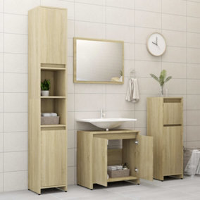 Berkfield 4 Piece Bathroom Furniture Set Sonoma Oak Engineered Wood