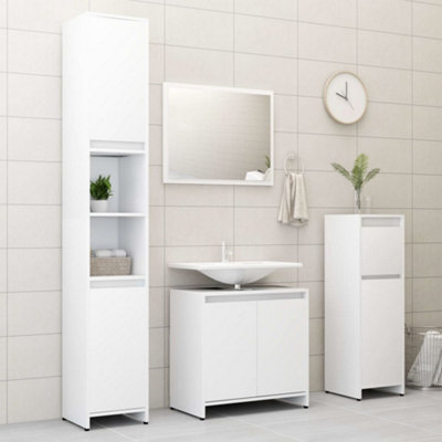 Berkfield 4 Piece Bathroom Furniture Set White Engineered Wood Price Comparisons | Compare The Build
