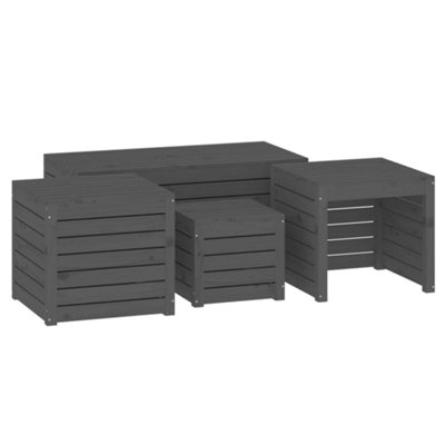 Berkfield 4 Piece Garden Box Set Grey Solid Wood Pine