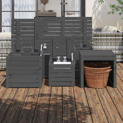 Berkfield 4 Piece Garden Box Set Grey Solid Wood Pine