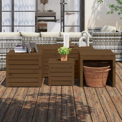 Berkfield 4 Piece Garden Box Set Honey Brown Solid Wood Pine