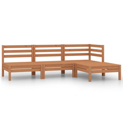 Berkfield 4 Piece Garden Lounge Set Solid Pinewood Honey Brown