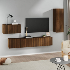 Berkfield 4 Piece TV Cabinet Set Brown Oak Engineered Wood