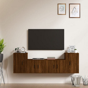 Berkfield 4 Piece TV Cabinet Set Brown Oak Engineered Wood