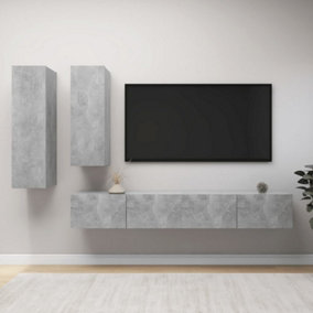 Berkfield 4 Piece TV Cabinet Set Concrete Grey Engineered Wood