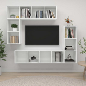 Berkfield 4 Piece TV Cabinet Set High Gloss White Engineered Wood
