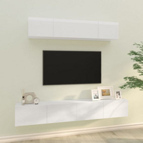 Berkfield 4 Piece TV Cabinet Set High Gloss White Engineered Wood