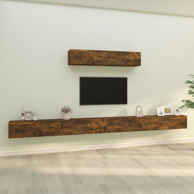 Berkfield 4 Piece TV Cabinet Set Smoked Oak Engineered Wood