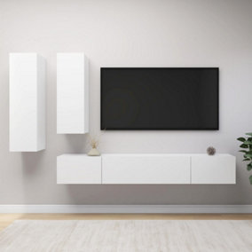 Berkfield 4 Piece TV Cabinet Set White Engineered Wood