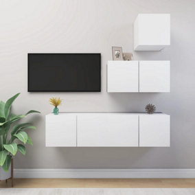 Berkfield 4 Piece TV Cabinet Set White Engineered Wood