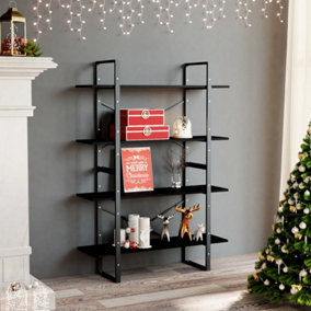 Berkfield 4-Tier Book Cabinet Black 100x30x140 cm Solid Pine Wood