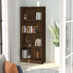 Berkfield 4-Tier Book Cabinet Brown Oak 60x24x142 cm Engineered Wood