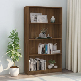 Berkfield 4-Tier Book Cabinet Brown Oak 80x24x142 cm Engineered Wood