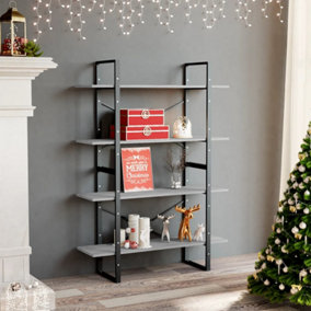 Berkfield 4-Tier Book Cabinet Concrete Grey 100x30x140 cm Engineered Wood