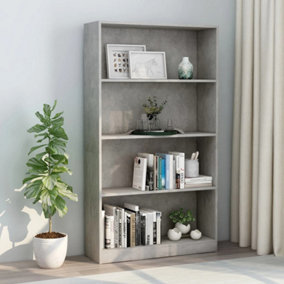 Berkfield 4-Tier Book Cabinet Concrete Grey 80x24x142 cm Engineered Wood
