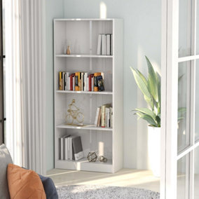 Berkfield 4-Tier Book Cabinet High Gloss White 60x24x142 cm Engineered Wood