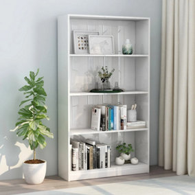 Berkfield 4-Tier Book Cabinet High Gloss White 80x24x142 cm Engineered Wood