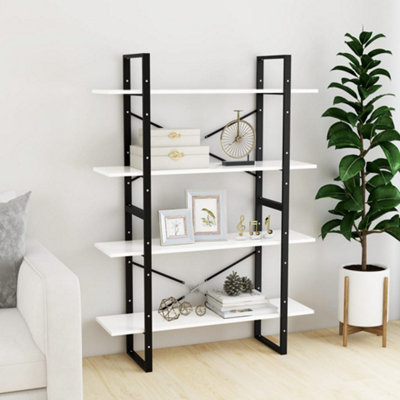 Berkfield 4-Tier Book Cabinet White 100x30x140 cm Engineered Wood