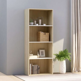 Berkfield 4-Tier Book Cabinet White and Sonoma Oak 60x30x151.5 cm Engineered Wood