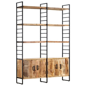 Berkfield 4-Tier Bookcase 124x30x180 cm Rough Mango Wood