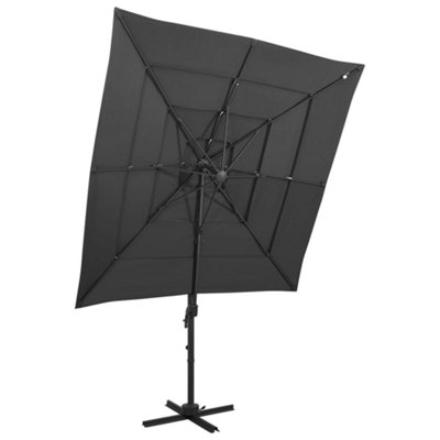 Berkfield 4-Tier Parasol with Aluminium Pole Anthracite 250x250 cm ...