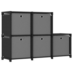 Berkfield 5-Cube Display Shelf with Boxes Black 103x30x72.5 cm Fabric