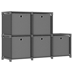 Berkfield 5-Cube Display Shelf with Boxes Grey 103x30x72.5 cm Fabric