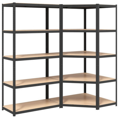 Berkfield 5-Layer Heavy-duty Shelves 2 pcs Grey Steel&Engineered Wood