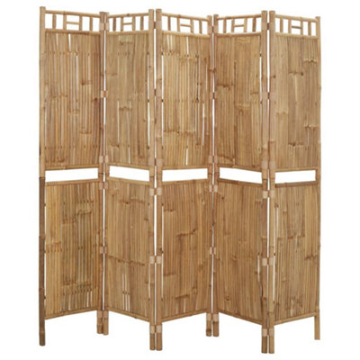 Textured Bamboo Room Dividers Reference: Berkfield 5 Panel Room Divider Bamboo 200X180 Cm