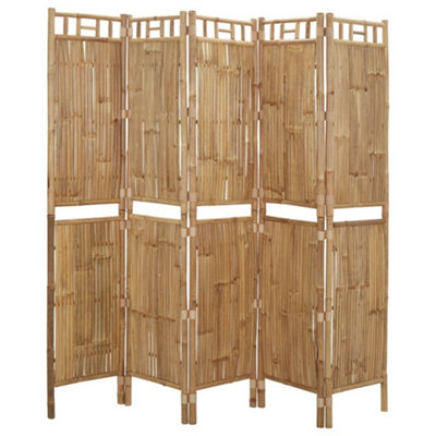 Berkfield 5-Panel Room Divider Bamboo 200x180 cm