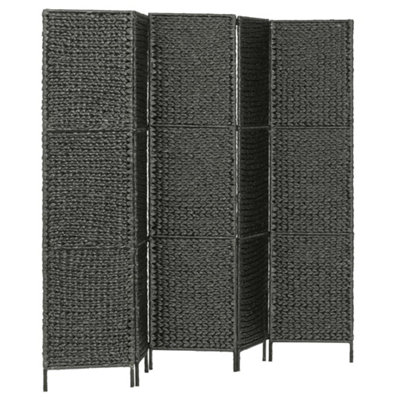 Berkfield 5-Panel Room Divider Black 193x160 cm Water Hyacinth